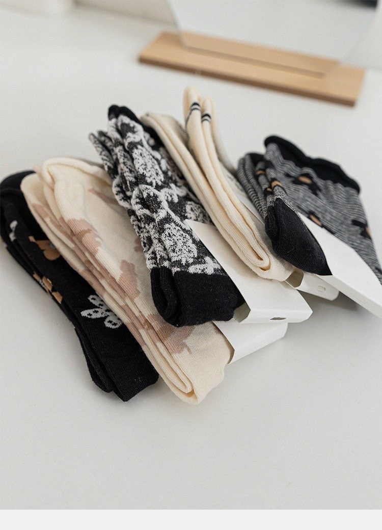 Miss June’s|1 Pair designer cotton socks| Creative| Colorful | Cool | Patterned | Geometric socks| Unisex socks | Casual |