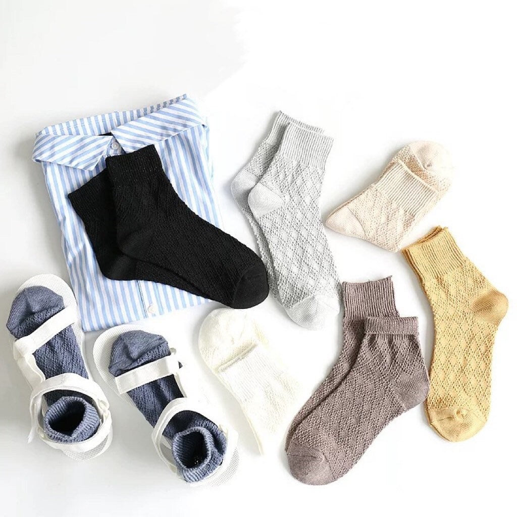 Miss June’s | Women’s | 1 pair cotton lace socks|Daily | Natural | Soft | | Solid color | Gift Idea | Casual | Comfortable | summer | Light