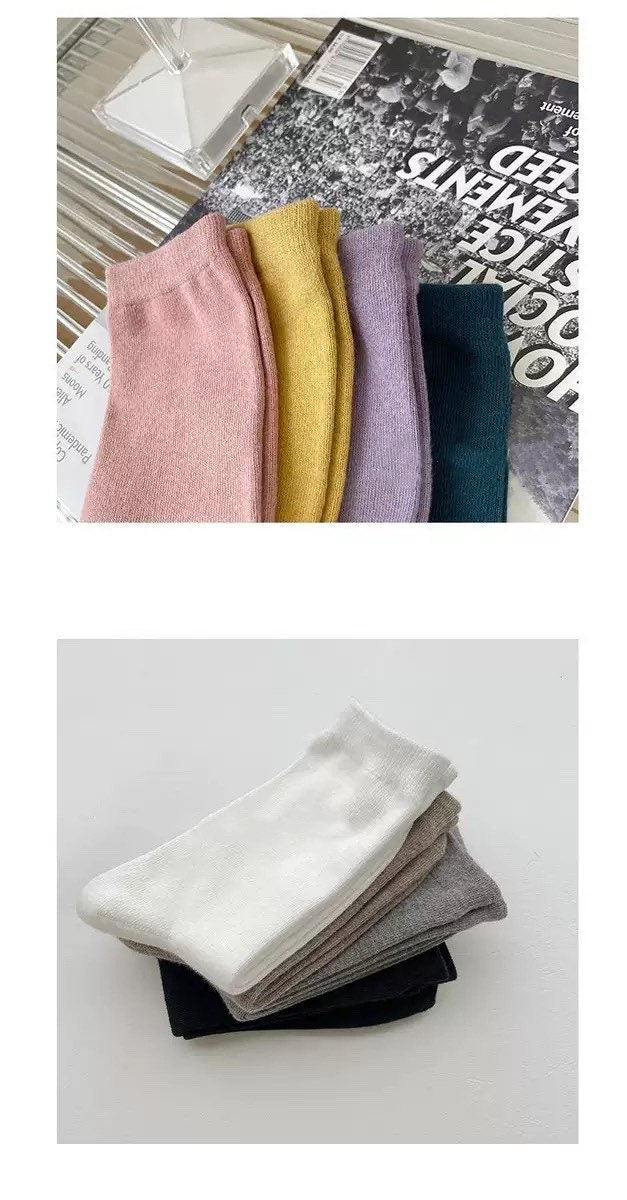 Miss June’s | Women’s | 1 pair cotton socks|Daily | Natural | Soft | Designed | Solid color | Gift Idea | Casual | Stylish | Comfortable