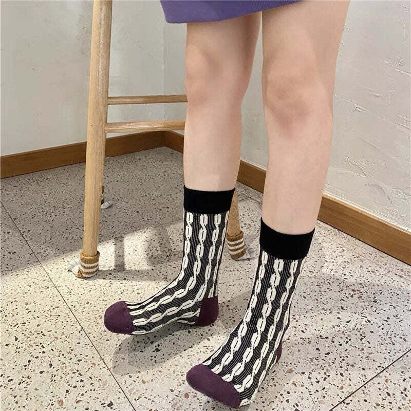 Miss June’s | Women’s | 1 pair cotton socks|Daily | Textured| Soft | Designed | colorful | Gift Idea | Casual | Stylish | Comfortable