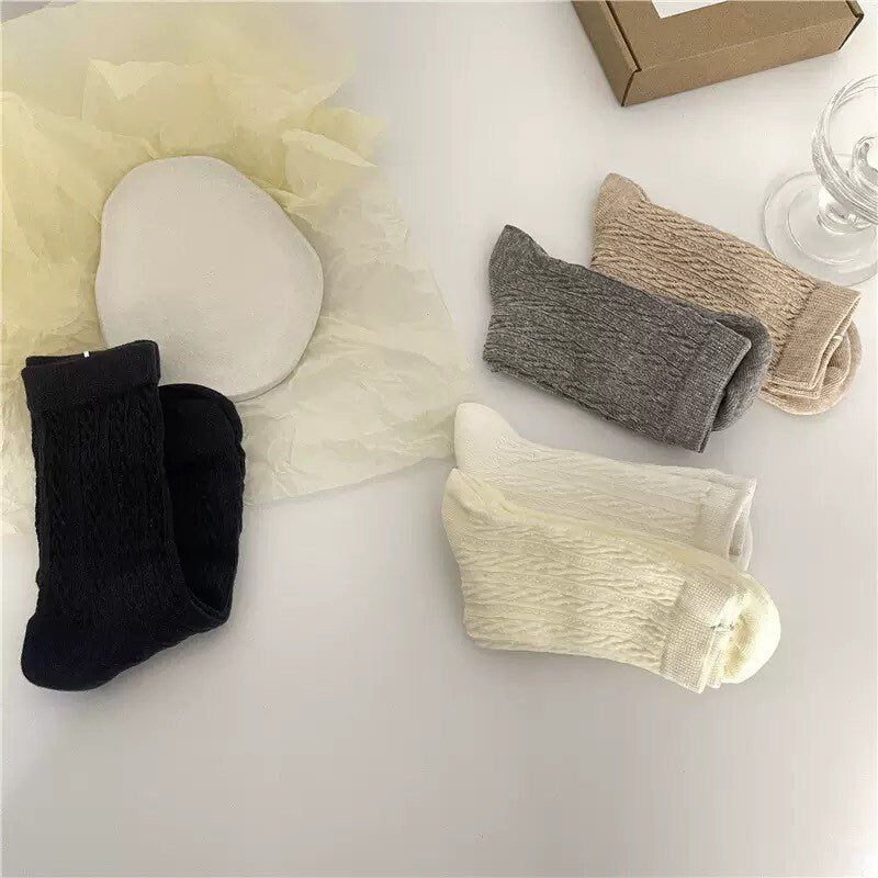 Miss June’s | Women’s | 1 pair cotton socks|Daily | Textured | Soft | Designed | Solid color | Gift Idea | Casual | Stylish | Comfortable