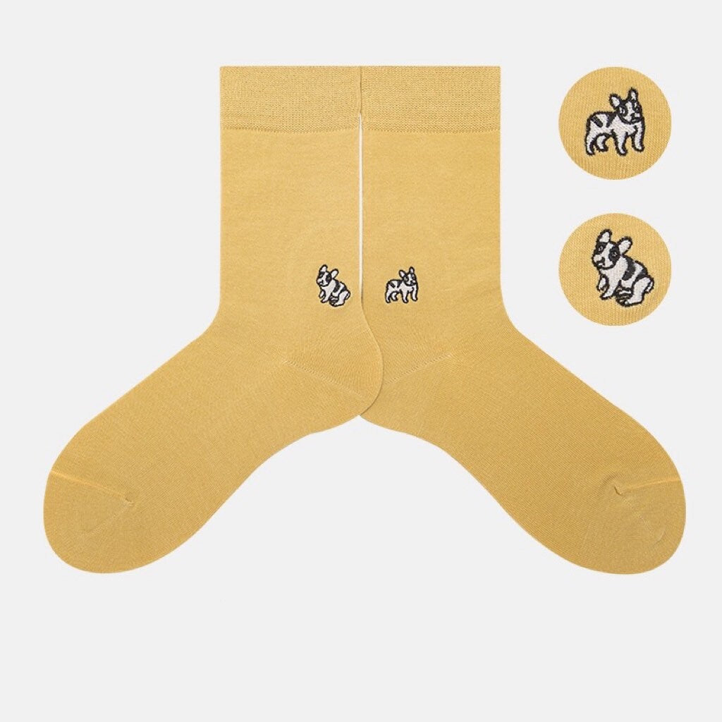 Miss June’s | Women’s | 1 pair embroidered cotton socks|Daily | Soft | Designed | Solid color | Gift Idea | Casual | Stylish | Comfortable