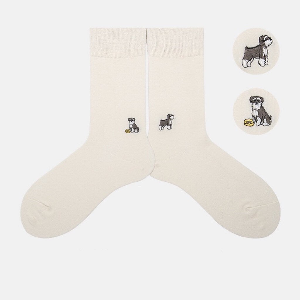 Miss June’s | Women’s | 1 pair embroidered cotton socks|Daily | Soft | Designed | Solid color | Gift Idea | Casual | Stylish | Comfortable