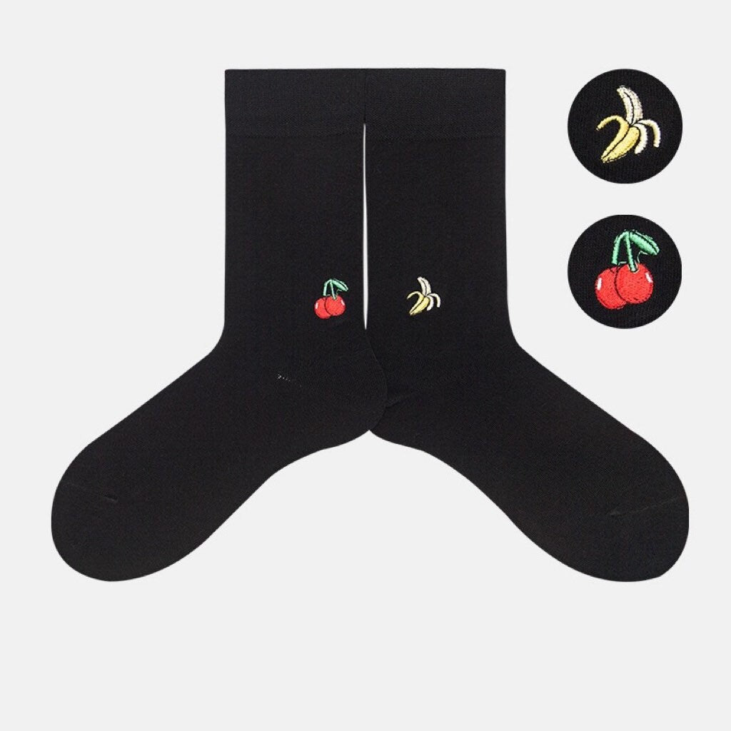 Miss June’s | Women’s | 1 pair embroidered cotton socks|Daily | Soft | Designed | Solid color | Gift Idea | Casual | Stylish | Comfortable