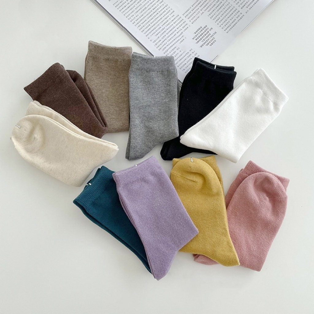 Miss June’s | Women’s | 1 pair cotton socks|Daily | Natural | Soft | Designed | Solid color | Gift Idea | Casual | Stylish | Comfortable