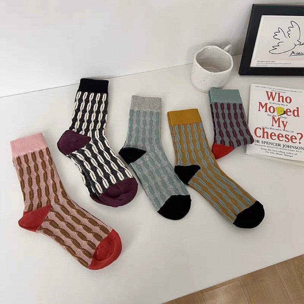 Miss June’s | Women’s | 1 pair cotton socks|Daily | Textured| Soft | Designed | colorful | Gift Idea | Casual | Stylish | Comfortable