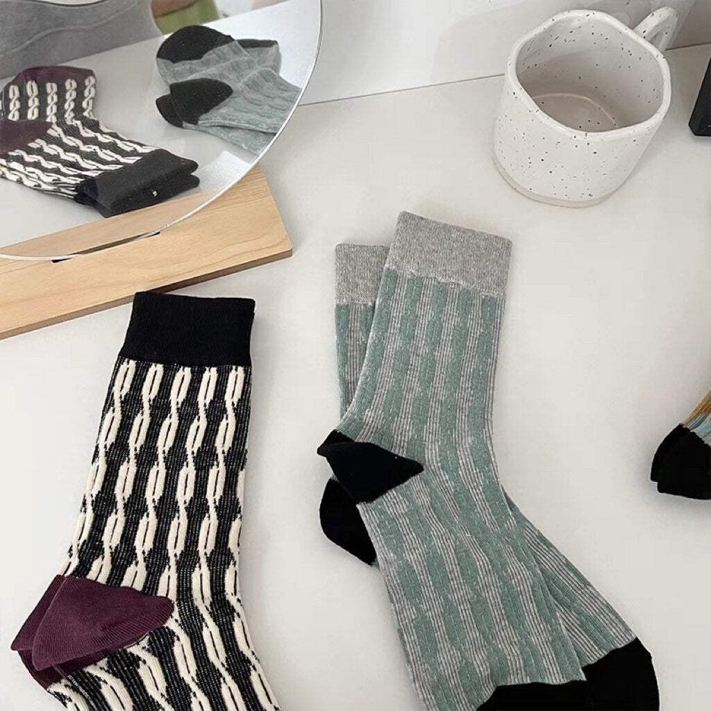 Miss June’s | Women’s | 1 pair cotton socks|Daily | Textured| Soft | Designed | colorful | Gift Idea | Casual | Stylish | Comfortable