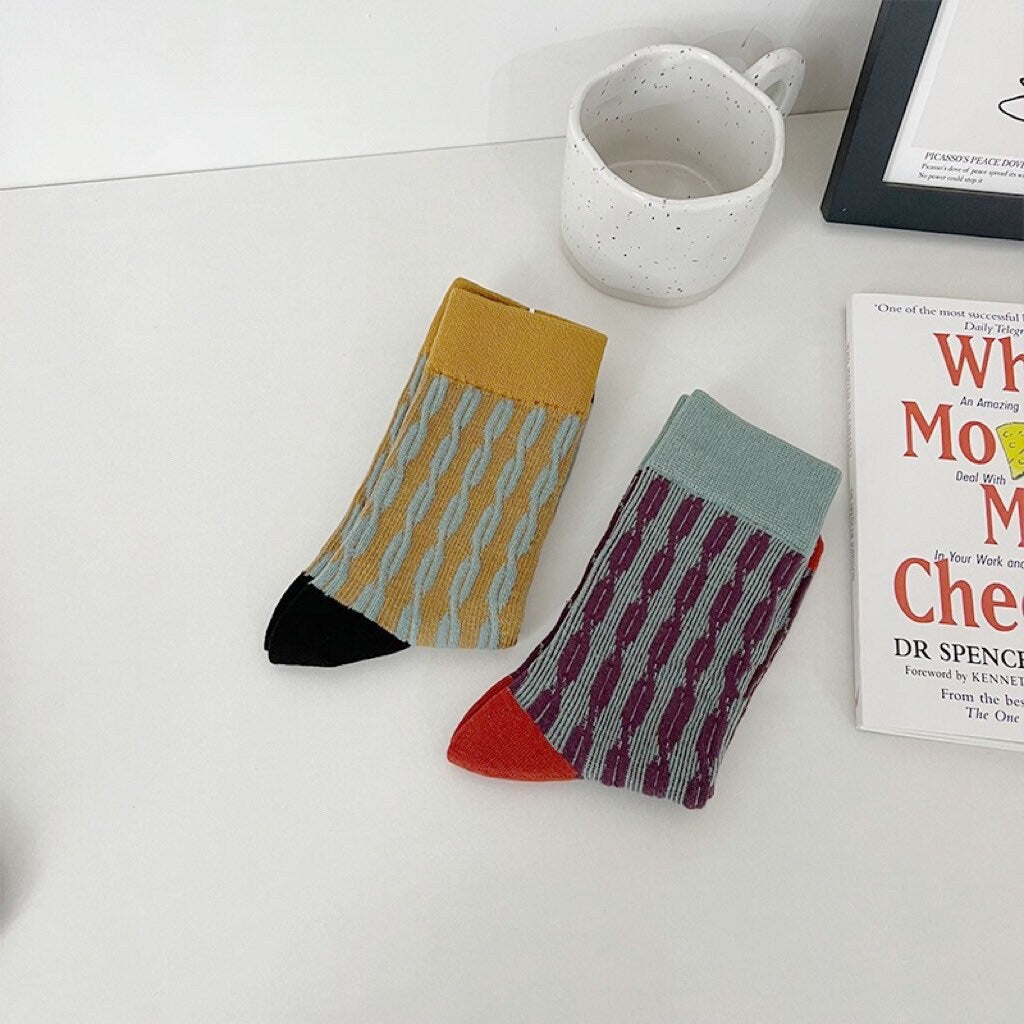 Miss June’s | Women’s | 1 pair cotton socks|Daily | Textured| Soft | Designed | colorful | Gift Idea | Casual | Stylish | Comfortable
