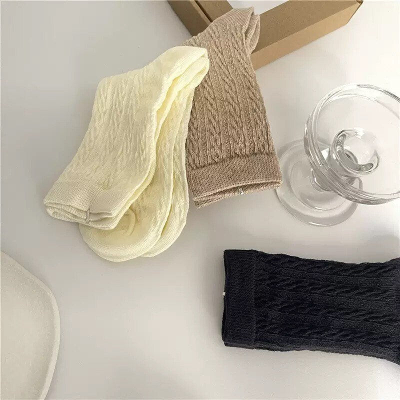 Miss June’s | Women’s | 1 pair cotton socks|Daily | Textured | Soft | Designed | Solid color | Gift Idea | Casual | Stylish | Comfortable