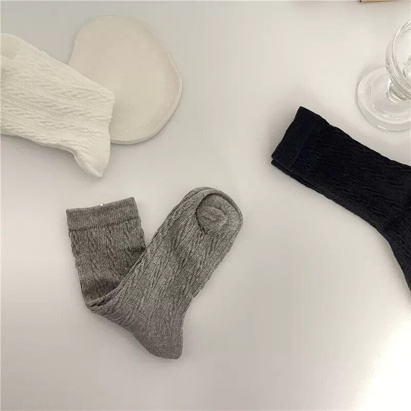 Miss June’s | Women’s | 1 pair cotton socks|Daily | Textured | Soft | Designed | Solid color | Gift Idea | Casual | Stylish | Comfortable
