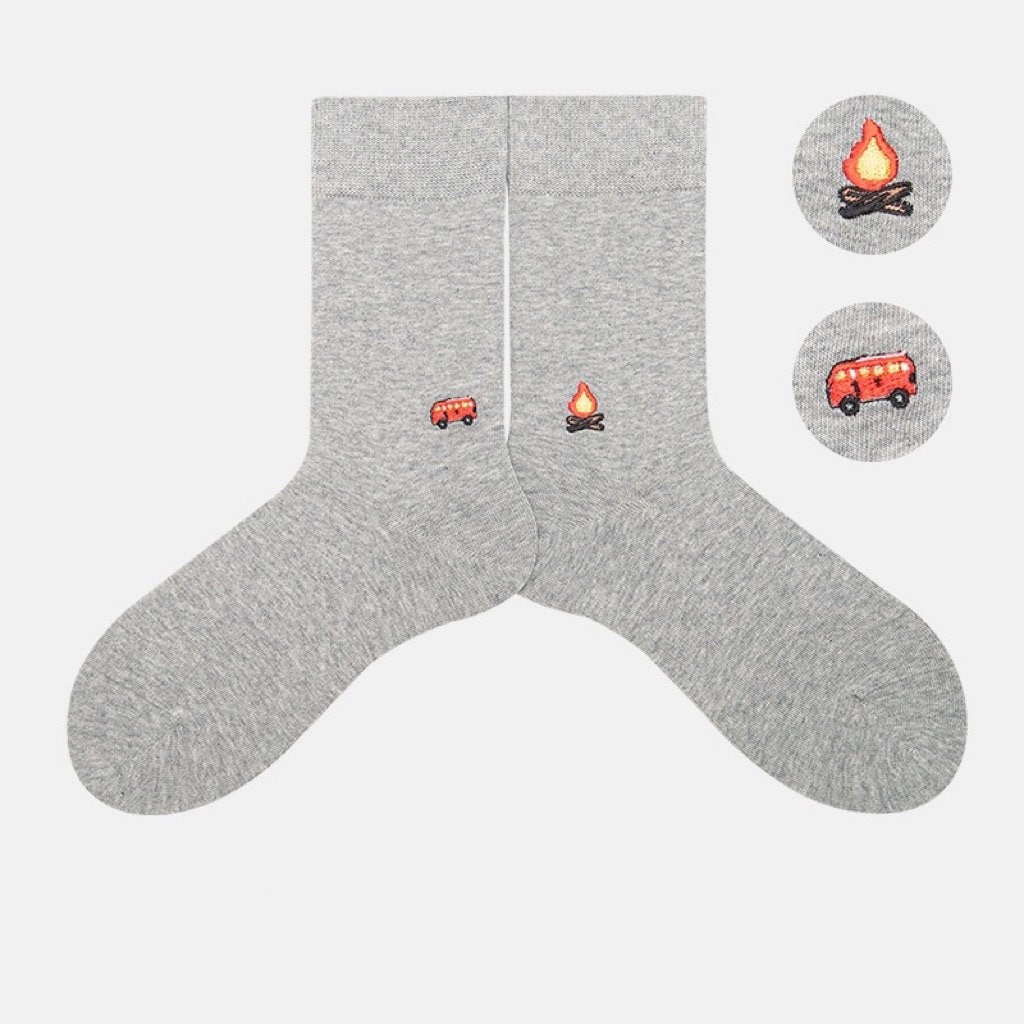Miss June’s | Women’s | 1 pair embroidered cotton socks|Daily | Soft | Designed | Solid color | Gift Idea | Casual | Stylish | Comfortable