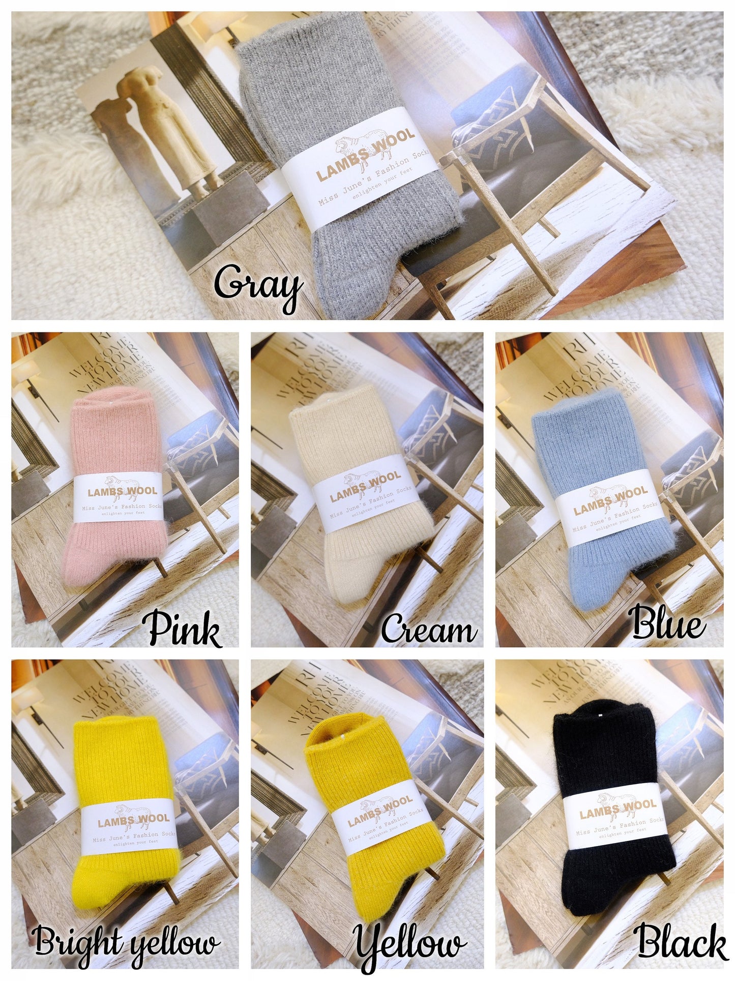 Miss June’s| 1 Pair  Cashmere Wool blended socks|Size5–7 | winter| Warm | Soft | High quality| Gift idea | Thanksgiving |women’s socks| Cozy