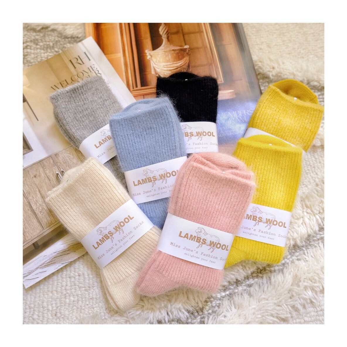 Miss June’s| 1 Pair  Cashmere Wool blended socks|Size5–7 | winter| Warm | Soft | High quality| Gift idea | Thanksgiving |women’s socks| Cozy
