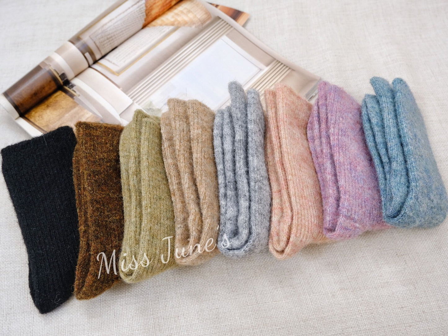 Miss June’s |  Women’s | 1 pair of socks｜Colorful | Warm | Wool | Winter | Soft |Gift Idea | Casual | Daily | Comfortable| Cozy