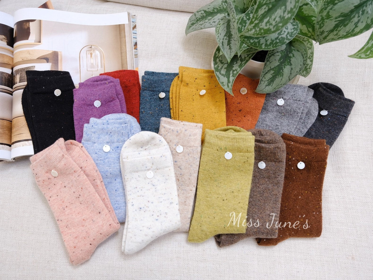 Miss June’s |  Women’s | 1 pair of socks｜Colorful | Warm | Wool | Winter | Soft |Gift Idea | Casual | Daily | Comfortable| Cozy