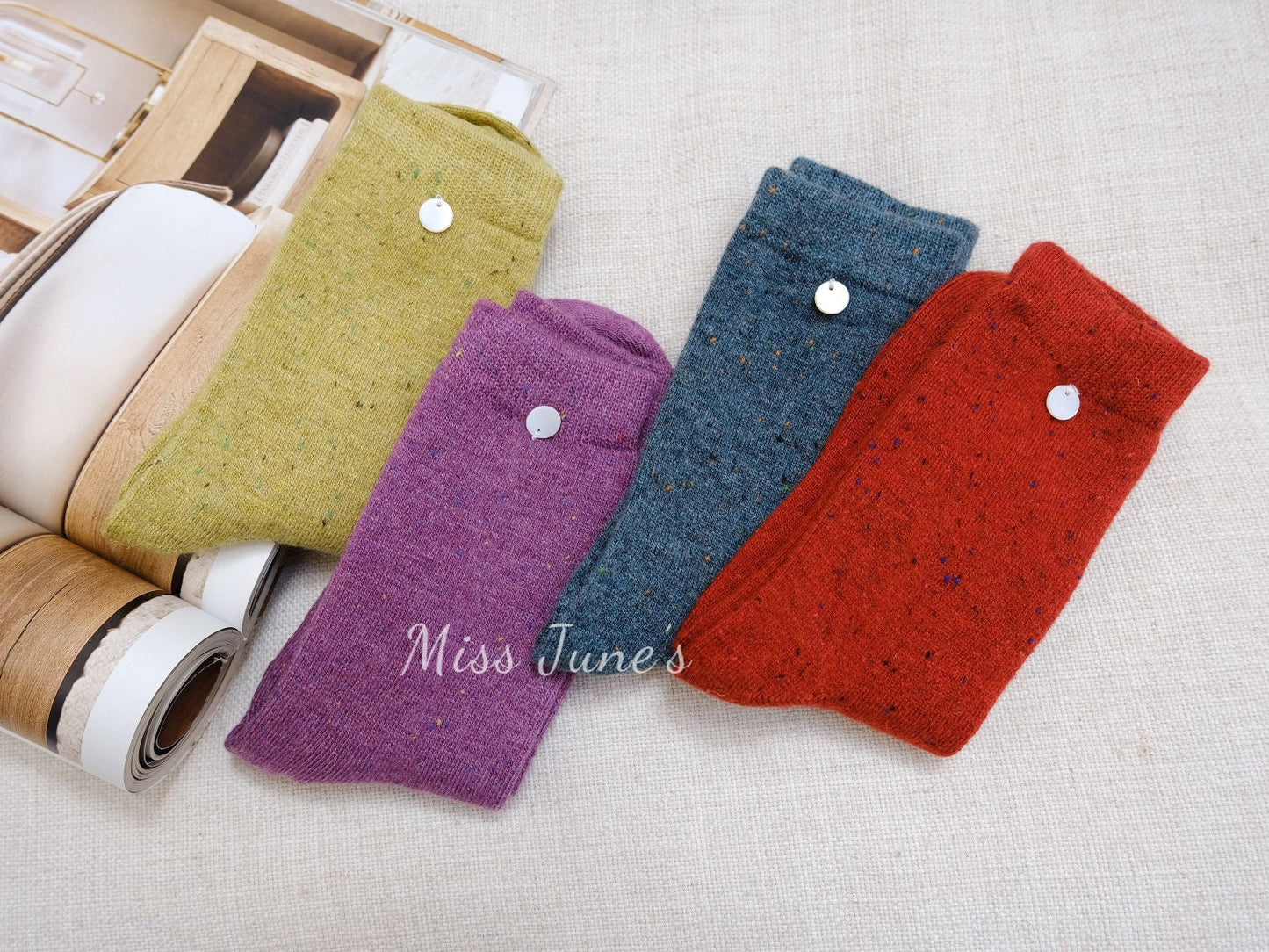 Miss June’s |  Women’s | 1 pair of socks｜Colorful | Warm | Wool | Winter | Soft |Gift Idea | Casual | Daily | Comfortable| Cozy