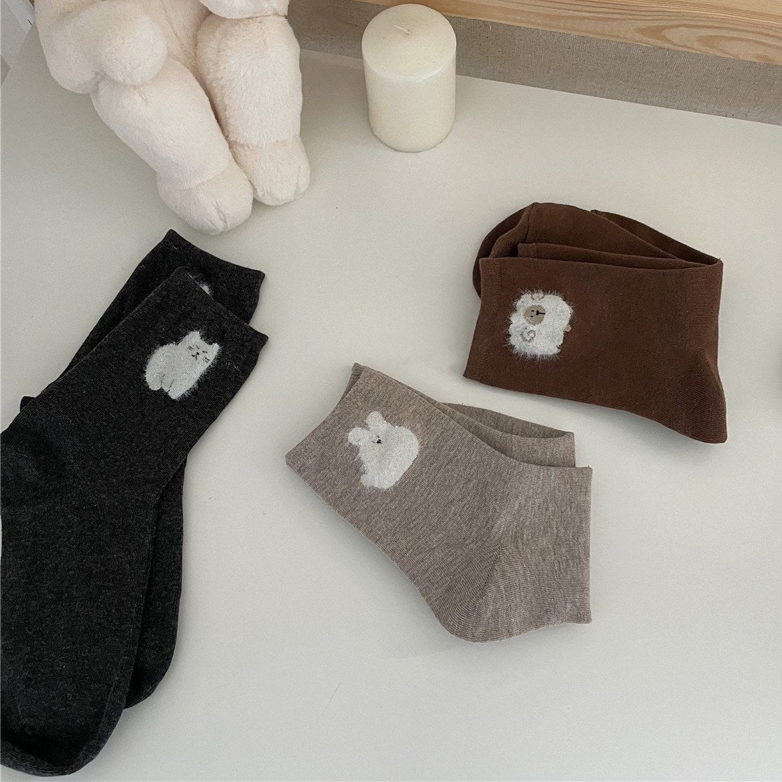 Miss June’s | 1 pair Women’s cute animal cotton socks|Creative | Colorful | Paint | Patterned | Designed | Art | Gift Idea | Casual |