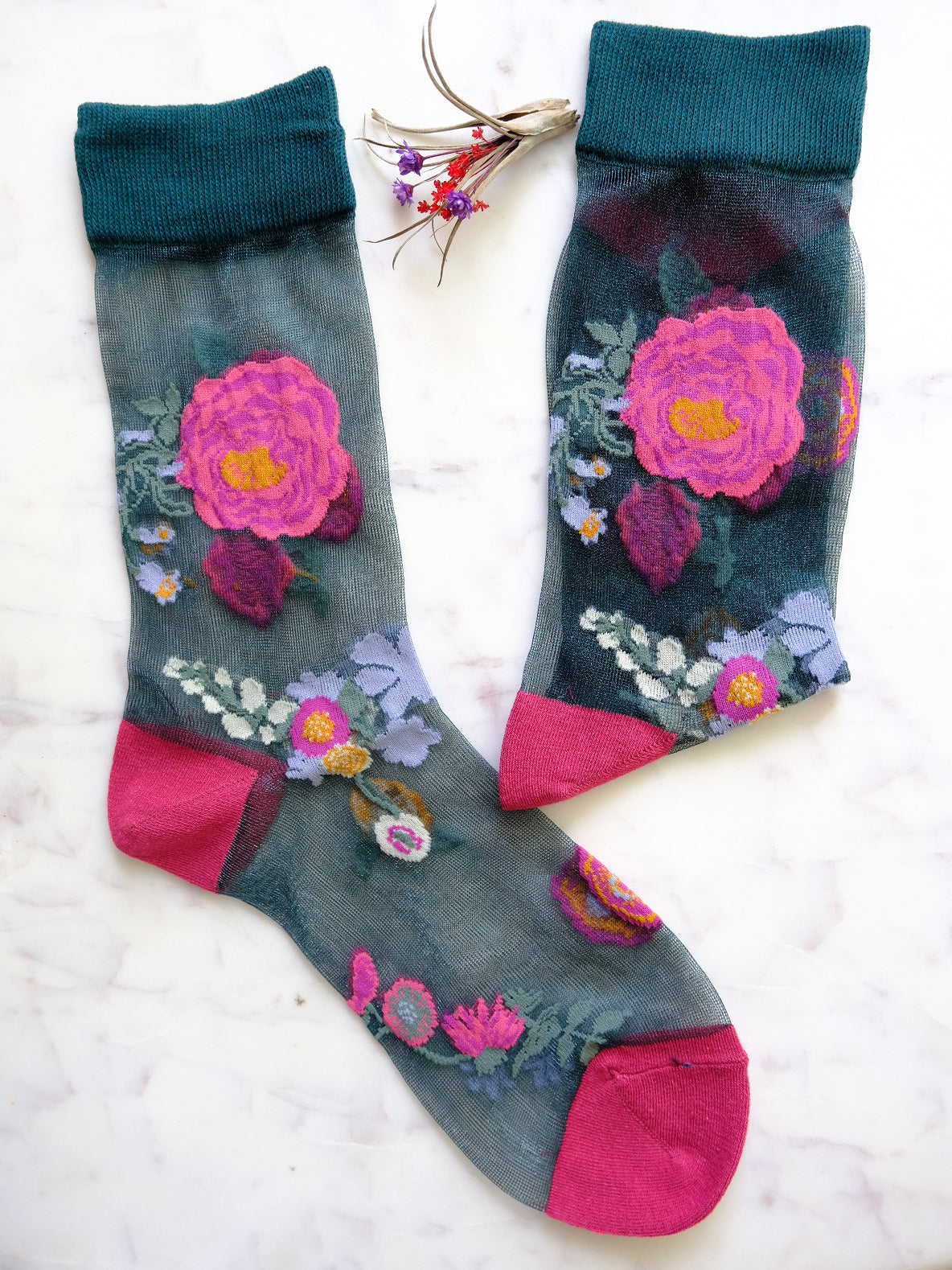 Miss June’s | Women’s Glass Silk-like Transparent socks | Cute | Colorful | Summer | Patterned | Gift Idea | Casual | Comfortable | Floral |
