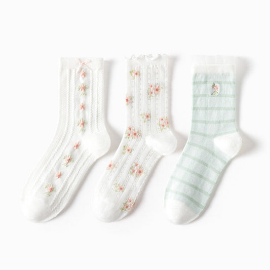 Miss June’s | Set of 3 pairs summer cotton socks| Cute | Patterned | Designed | Women | Gift Idea | Casual | Comfortable