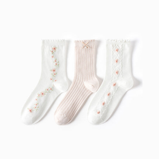 Miss June’s | Set of 3 pairs summer cotton socks| Cute | Patterned | Designed | Women | Gift Idea | Casual | Comfortable