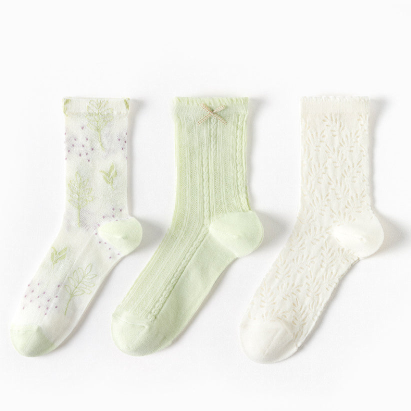 Miss June’s | Set of 3 pairs summer cotton socks| Cute | Patterned | Designed | Women | Gift Idea | Casual | Comfortable