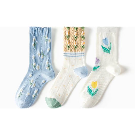 Miss June’s | Set of 3 pairs summer cotton socks| Cute | Patterned | Designed | Women | Gift Idea | Casual | Comfortable