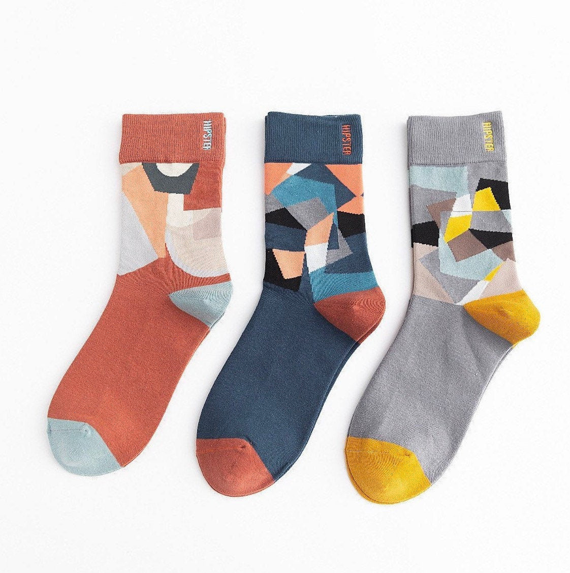 Miss June’s | Set 3 pairs cotton socks｜Creative | Colorful | Cool | Patterned | Designed | Unisex | Gift Idea | Art | Comfortable | Men
