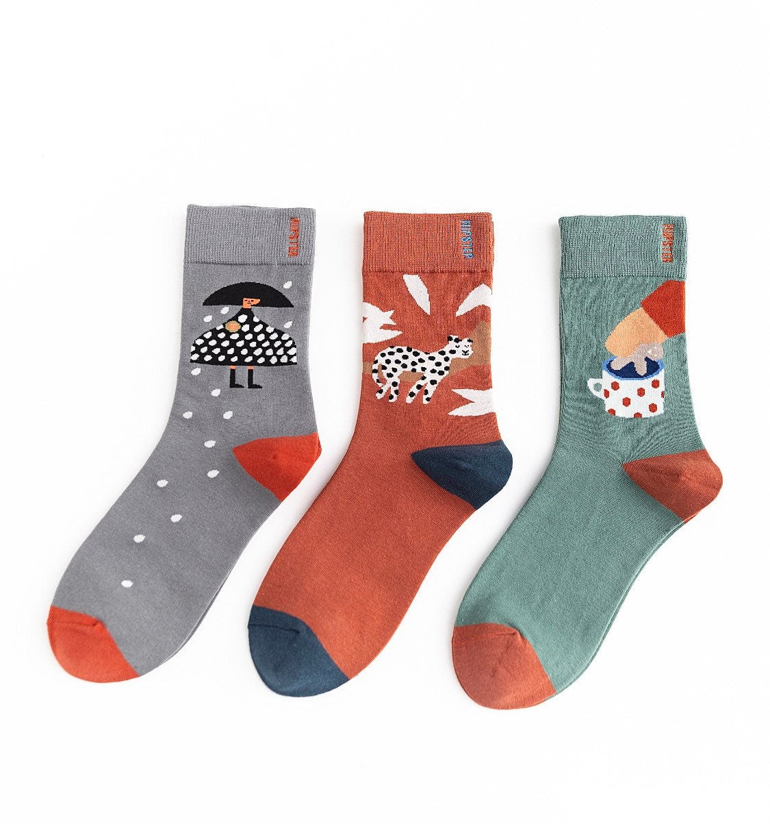 Miss June’s | Set 3 pairs cotton socks｜Creative | Colorful | Cool | Patterned | Designed | Unisex | Gift Idea | Art | Comfort | Women|