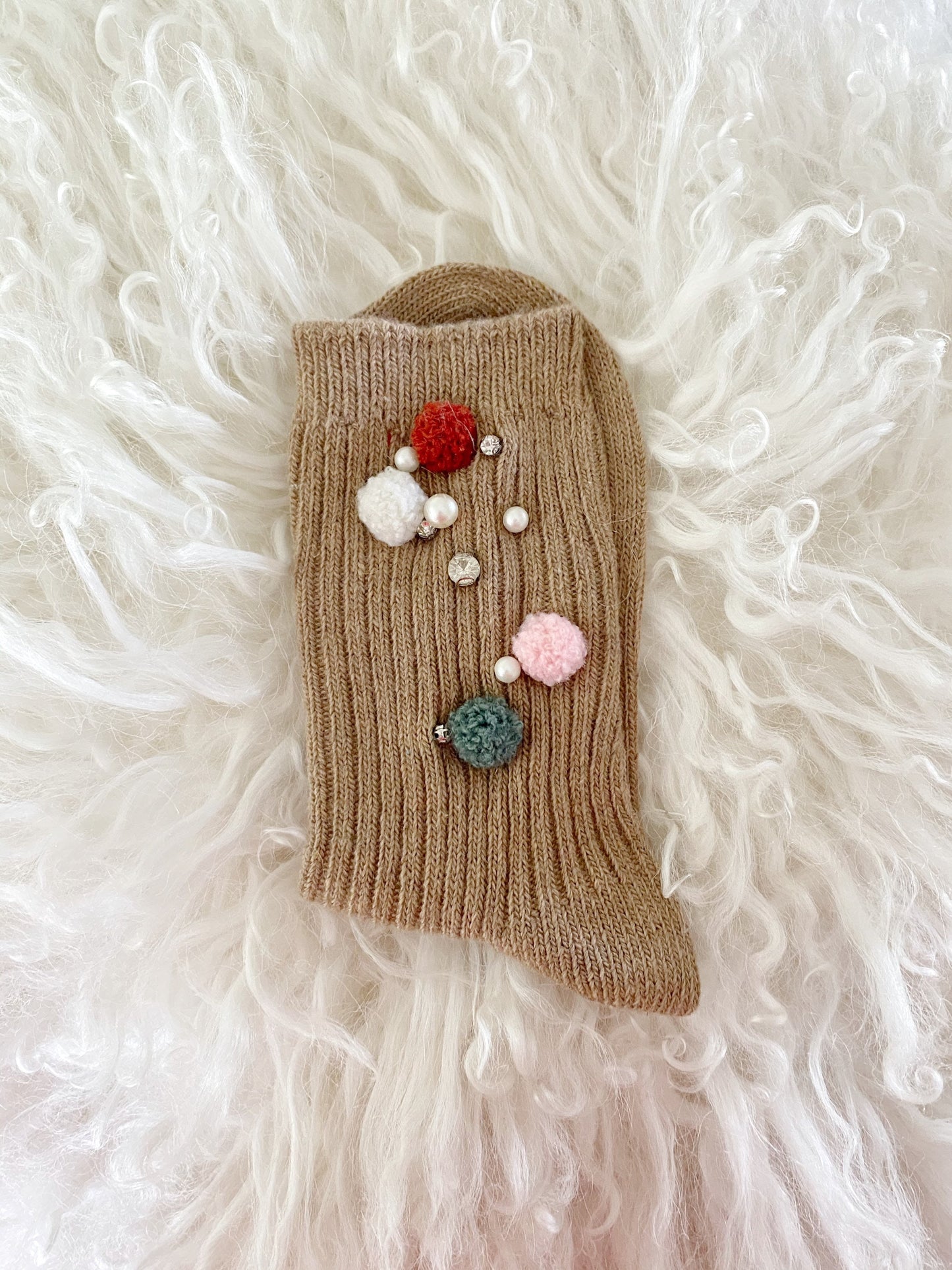 Miss June’s | Women’s | 1 pair| Beading socks｜Creative | Colorful |Craft| Winter | Designed | Art | Gift Idea | Cute | Stylish | Comfortable