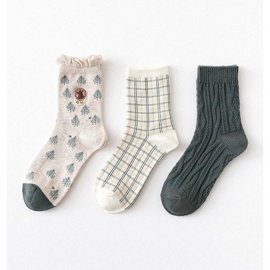 Miss June’s | Women’s | Set 3 pair cotton socks| Cute | Colorful | Cool | Patterned | Designed | Gift Idea | Casual | Stylish | Comfortable