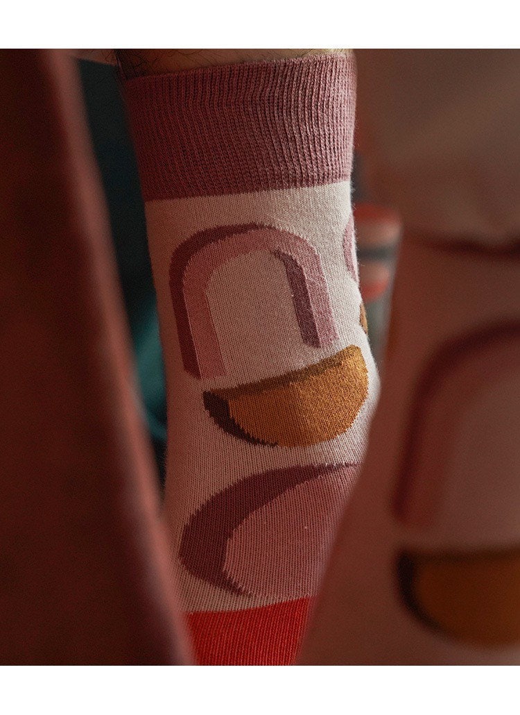 Miss June’s｜1 Pair designer cotton socks| Creative| Colorful | Cool | Patterned | Geometric socks| Unisex socks | Casual |Art