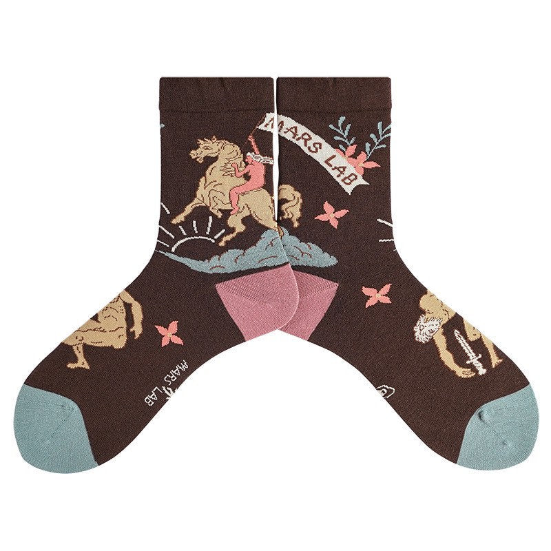 Miss June’s｜1 Pair designer cotton socks| Creative| Colorful | Cool | Patterned | Geometric socks| Unisex socks | Casual |Art socks