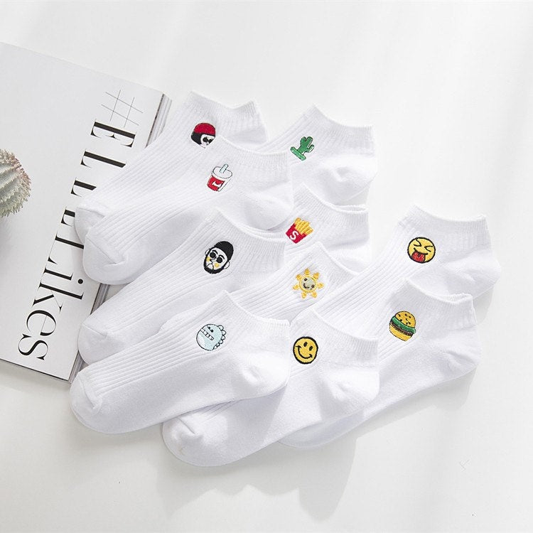 Miss June’s | 1 pair cotton socks｜Daily | Cotton | Cute | Ankle | Designed | Embroidered | Gift Idea | Casual | Comfortable | Women’s