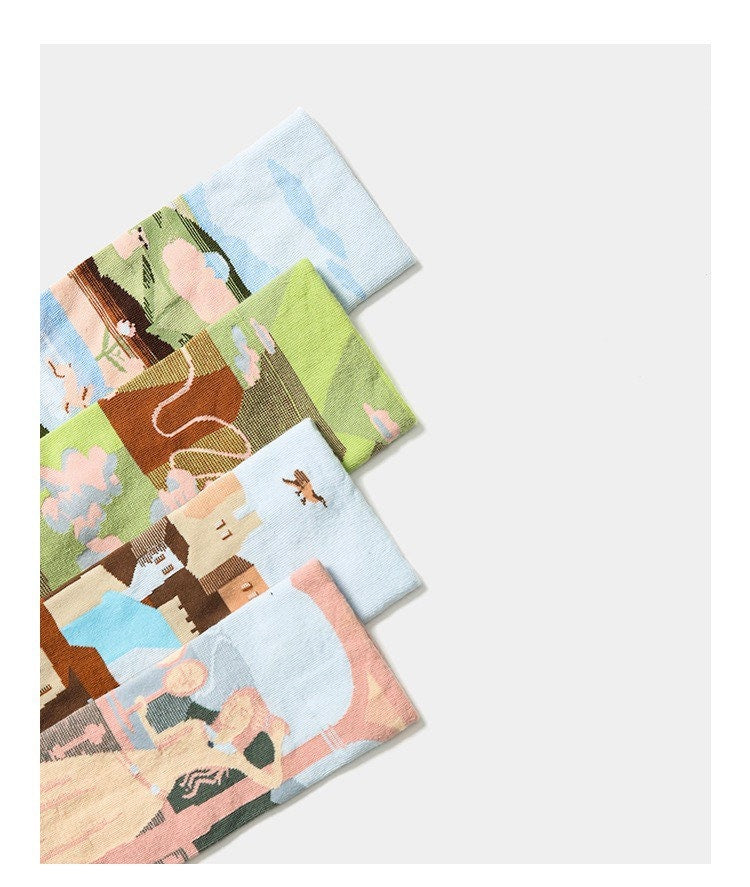 Miss June’s| 1 pair | women’s art cotton socks | | Cool | Creative | Cute | Colorful | Patterned| Geometric | Abstract | Gift Idea|Casual|