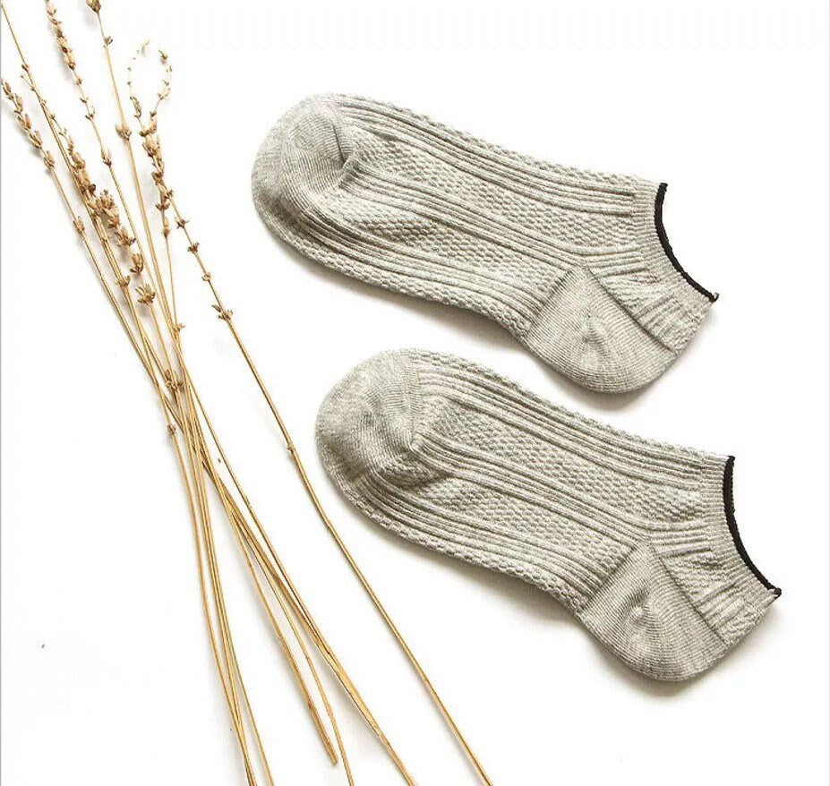 Miss June’s | 1 pair cotton socks｜Daily  | Natural | Ankle | Designed | Textured | Gift Idea | Casual | Stylish | Comfortable | Women’s