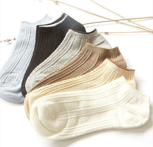 Miss June’s | 1 pair cotton socks｜Daily  | Natural | Ankle | Designed | Textured | Gift Idea | Casual | Stylish | Comfortable | Women’s