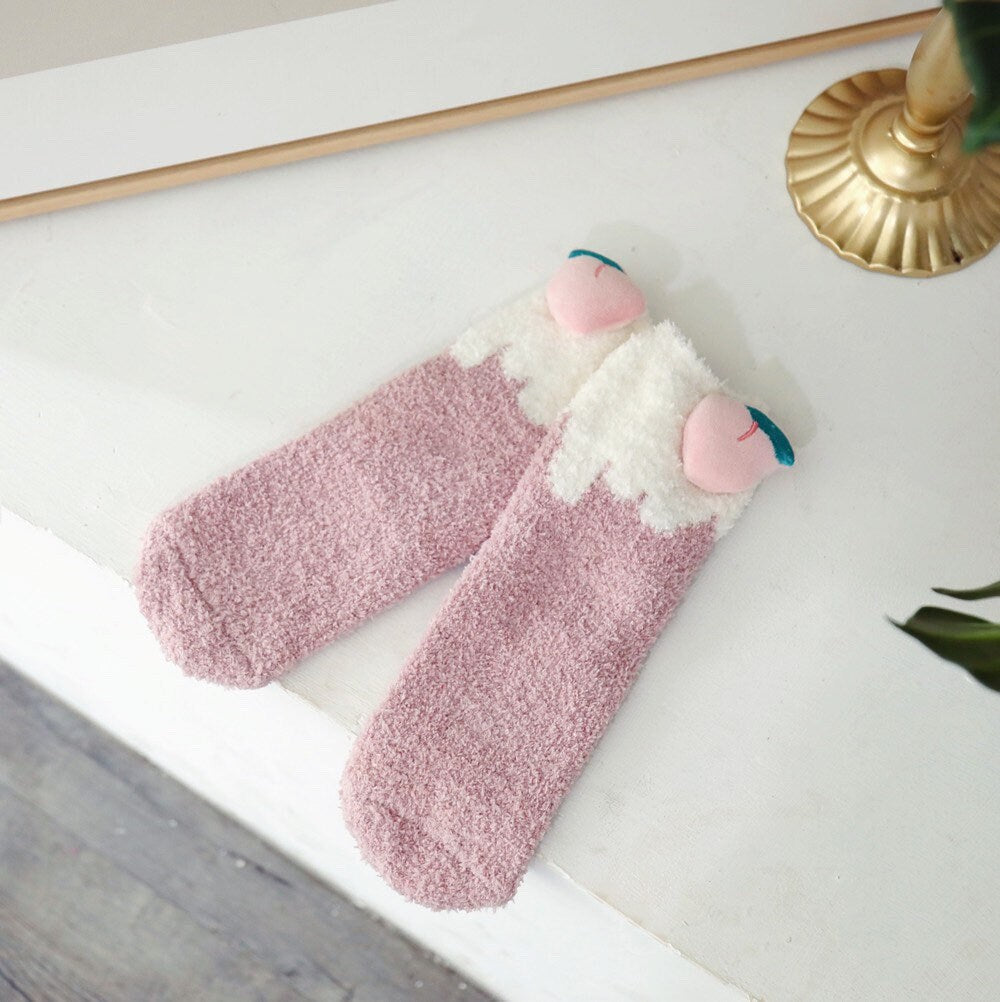 Miss June’s | Women’s | 1 pair | Floor socks | Fruits | Cute | Fuzzy | Home wear | Warm | Soft | Gift Idea | Casual | Comfort| Winter|