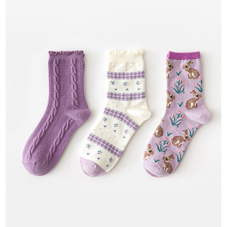 Miss June’s | Women’s | Set 3 pair cotton socks| Cute | Colorful | Cool | Patterned | Designed | Women | Gift Idea | Casual | Comfortable