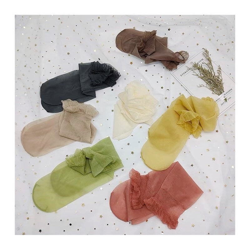 Miss June’s | Women’s Glass Silk-like Transparent socks | Cute | Colorful | Summer | Designed | Gift Idea | Comfortable | Solid color