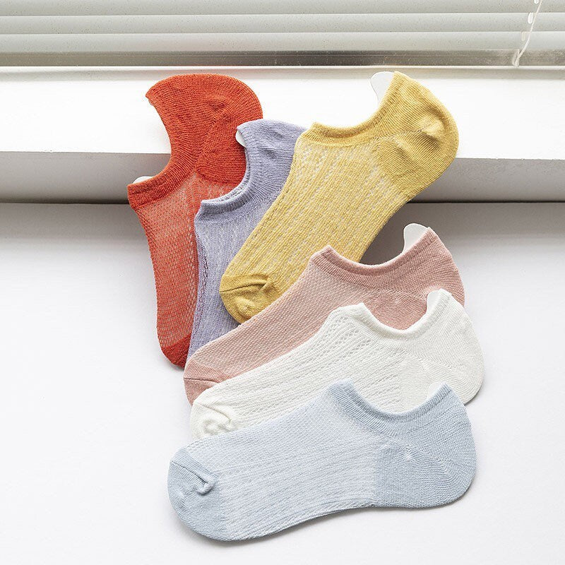 Miss June’s | 1 pair women’s Summer breath-socks｜Daily | Cotton | No-show | Spring | Textured | Casual | Stylish | Comfortable | sneakers