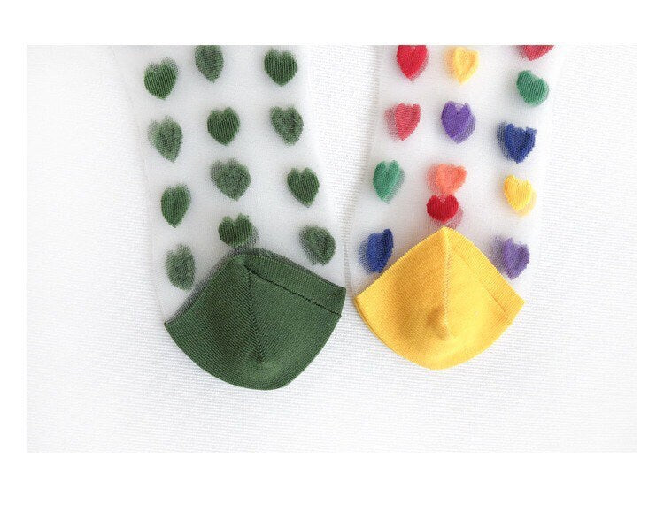 Miss June’s | Women’s Glass Silk-like Transparent socks | Cute | Colorful | Summer | Designed | Gift Idea | Casual | Comfortable |