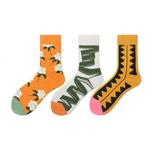 Miss June’s｜1 Pair designer cotton socks| Creative| Colorful | Cool | Patterned | Geometric socks| Unisex socks | Casual |