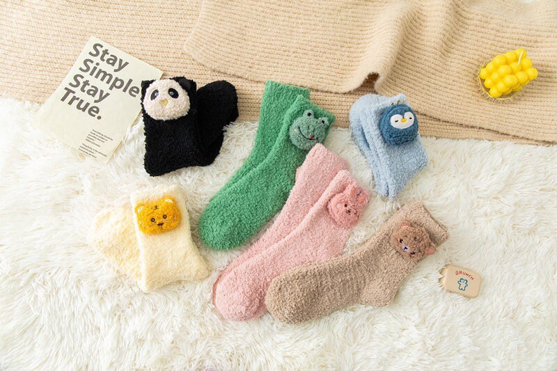 Miss June’s | Women’s | 1 pair | Floor socks | Cute | Fuzzy | Home wear | Warm | Soft | Gift Idea | Casual | Cozy| Animals| Sleep | Winter