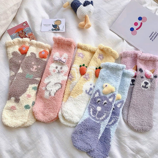 Miss June’s | Women’s | 1 pair | Floor socks | Cute | Fuzzy | Home wear | Warm | Soft | Gift Idea | Casual | Cozy| Animals| Comfort | Winter