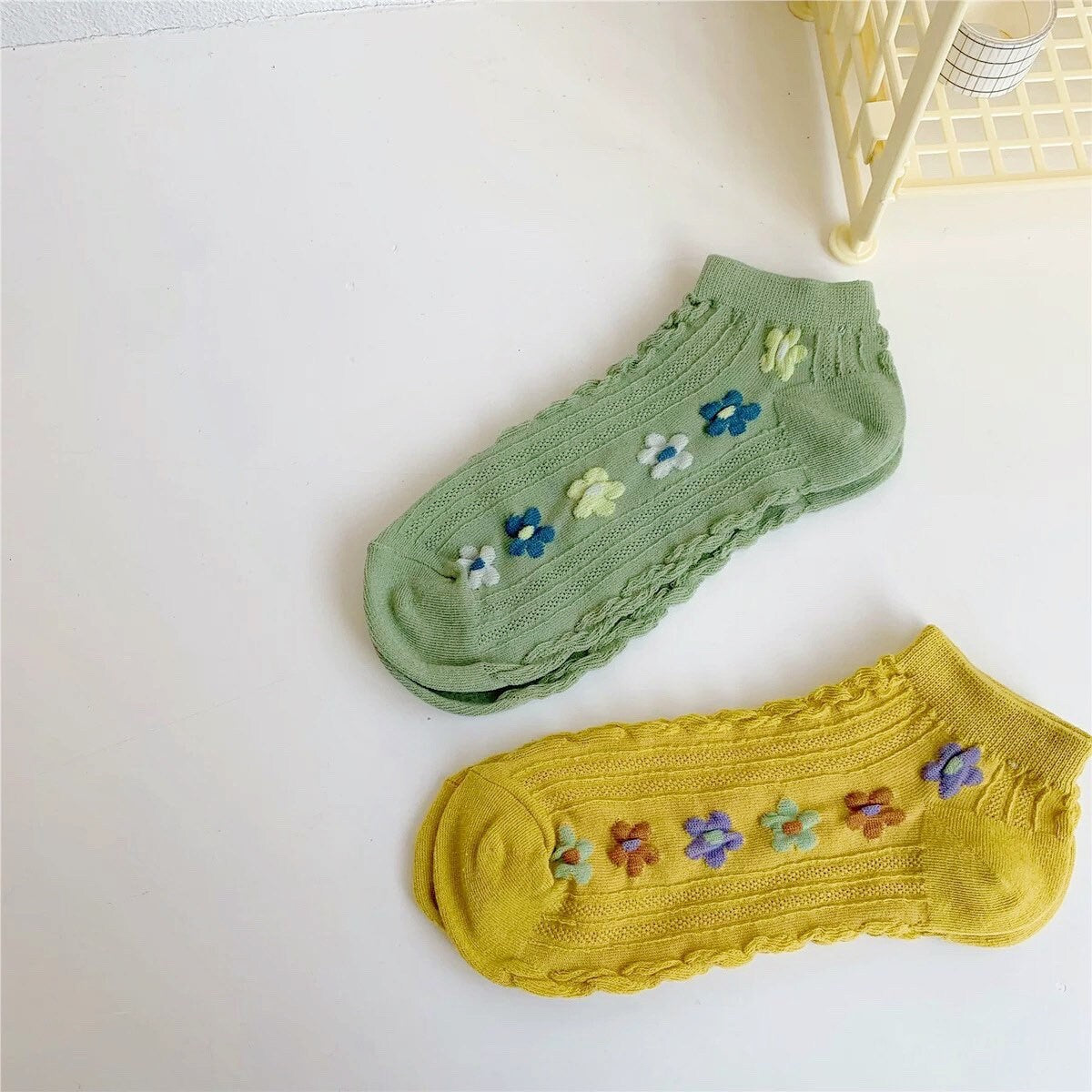 Miss June’s | Women’s 1 pair cotton ankle socks｜animals | Cat | Daily | Cute  | Designed | Embroidered | Gift Idea | Casual | Comfortable |