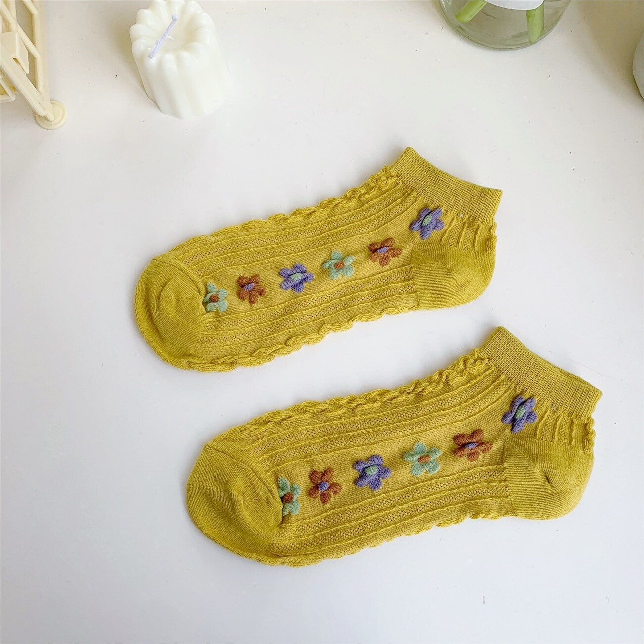 Miss June’s | Women’s 1 pair cotton ankle socks｜animals | Cat | Daily | Cute  | Designed | Embroidered | Gift Idea | Casual | Comfortable |