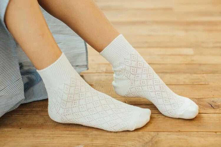 Miss June’s | Women’s | 1 pair cotton lace socks｜Daily | Natural | Soft |  | Solid color | Gift Idea | Casual | Comfortable | summer | Light