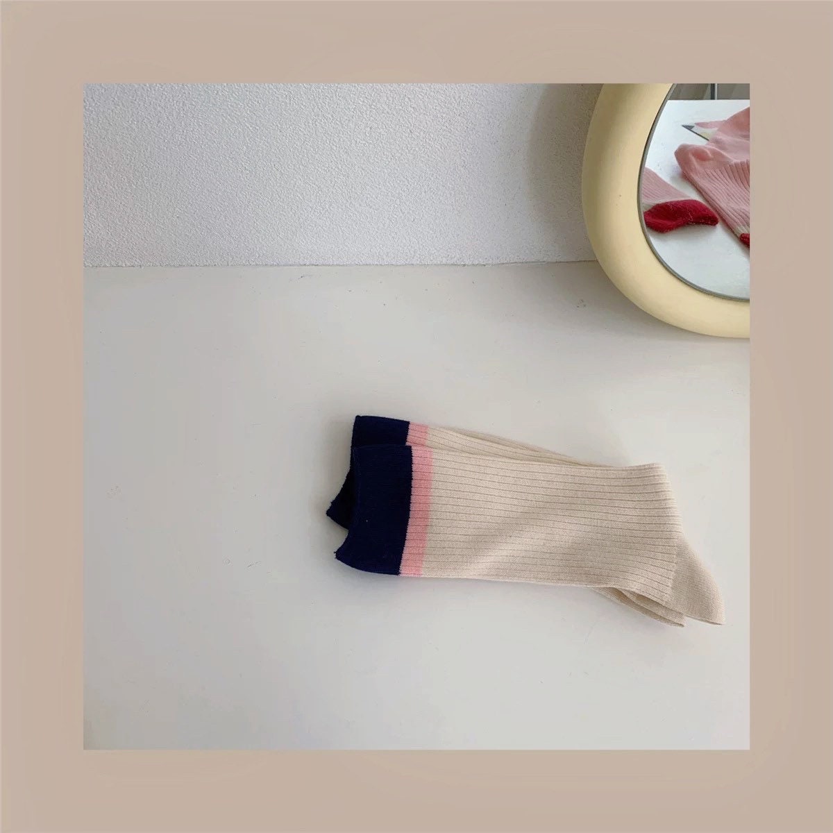 Miss June’s | Women’s | 1 pair cotton socks｜Daily | Natural | Soft | Designed | Solid color | Gift Idea | Casual | Stylish | Comfortable