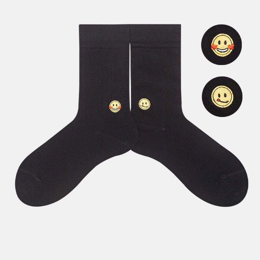 Miss June’s | Women’s | 1 pair embroidered cotton socks｜Daily | Soft | Designed | Solid color | Gift Idea | Casual | Stylish | Comfortable