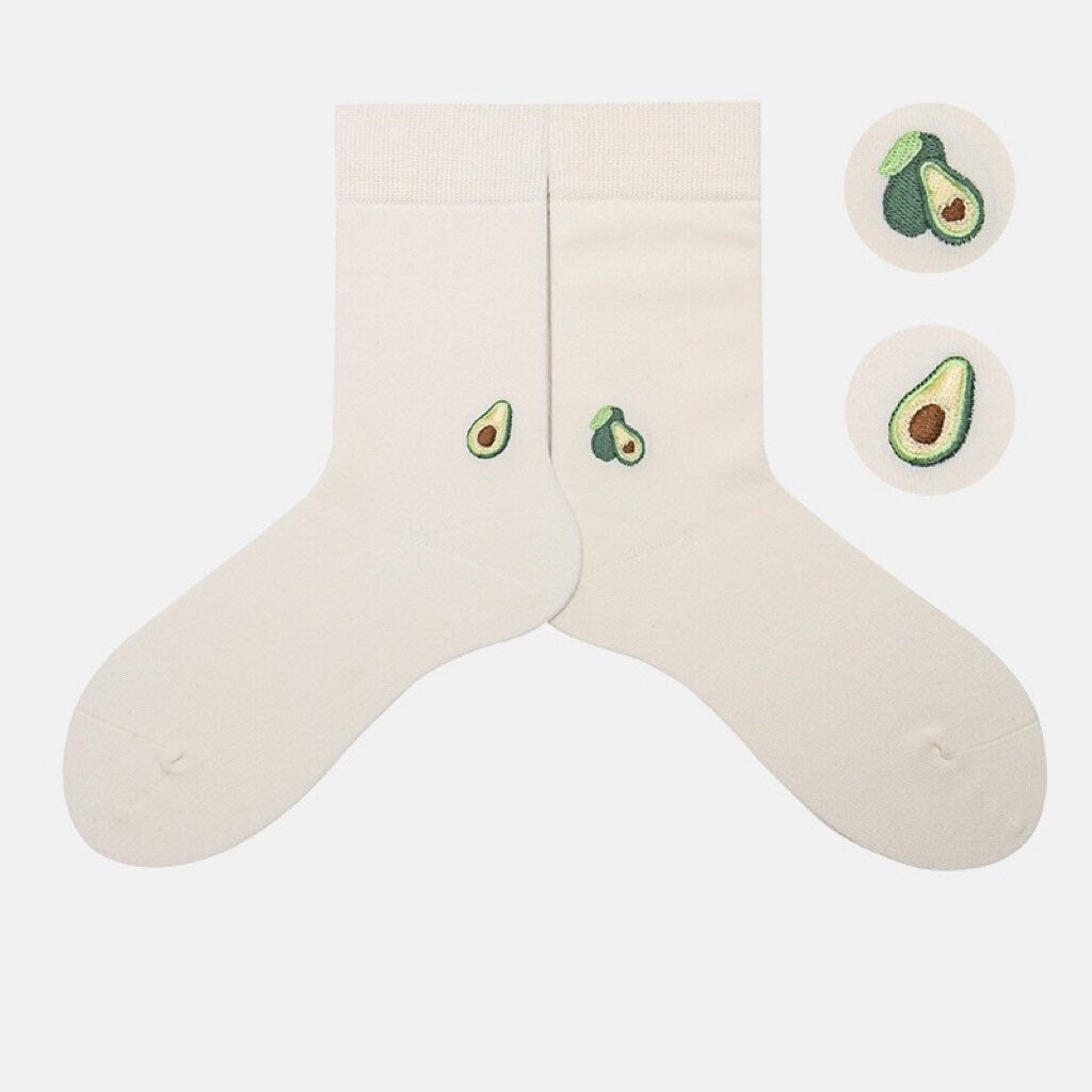 Miss June’s | Women’s | 1 pair embroidered cotton socks｜Daily | Soft | Designed | Solid color | Gift Idea | Casual | Stylish | Comfortable